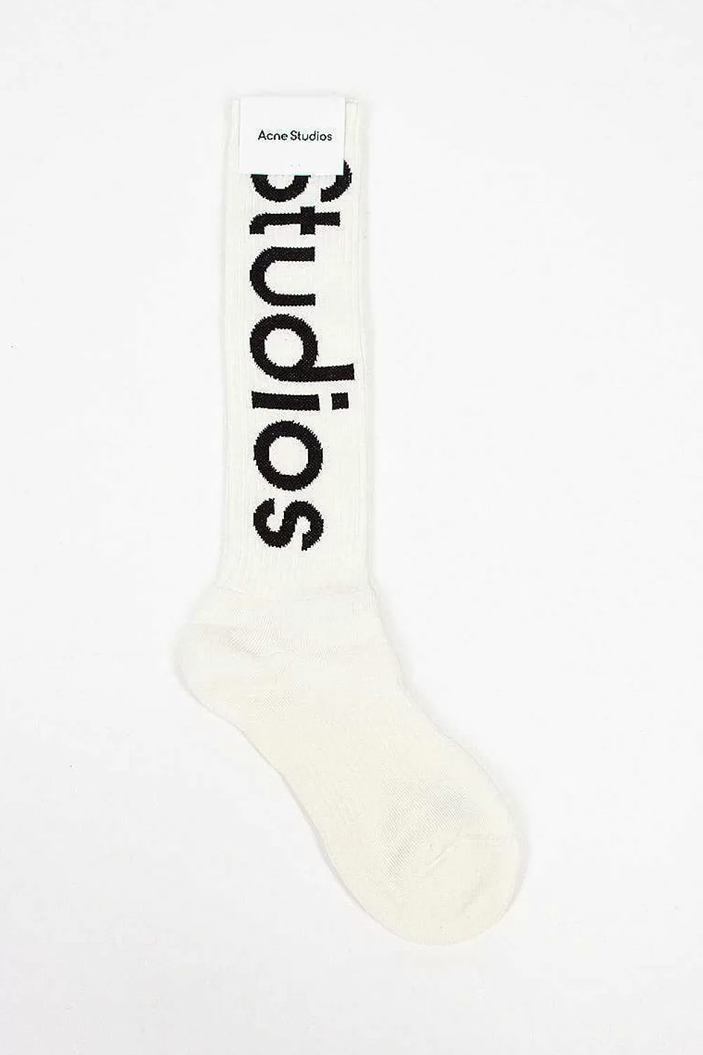 Acne Studios Jacquard Logo Knee High Socks White | Tights & Socks