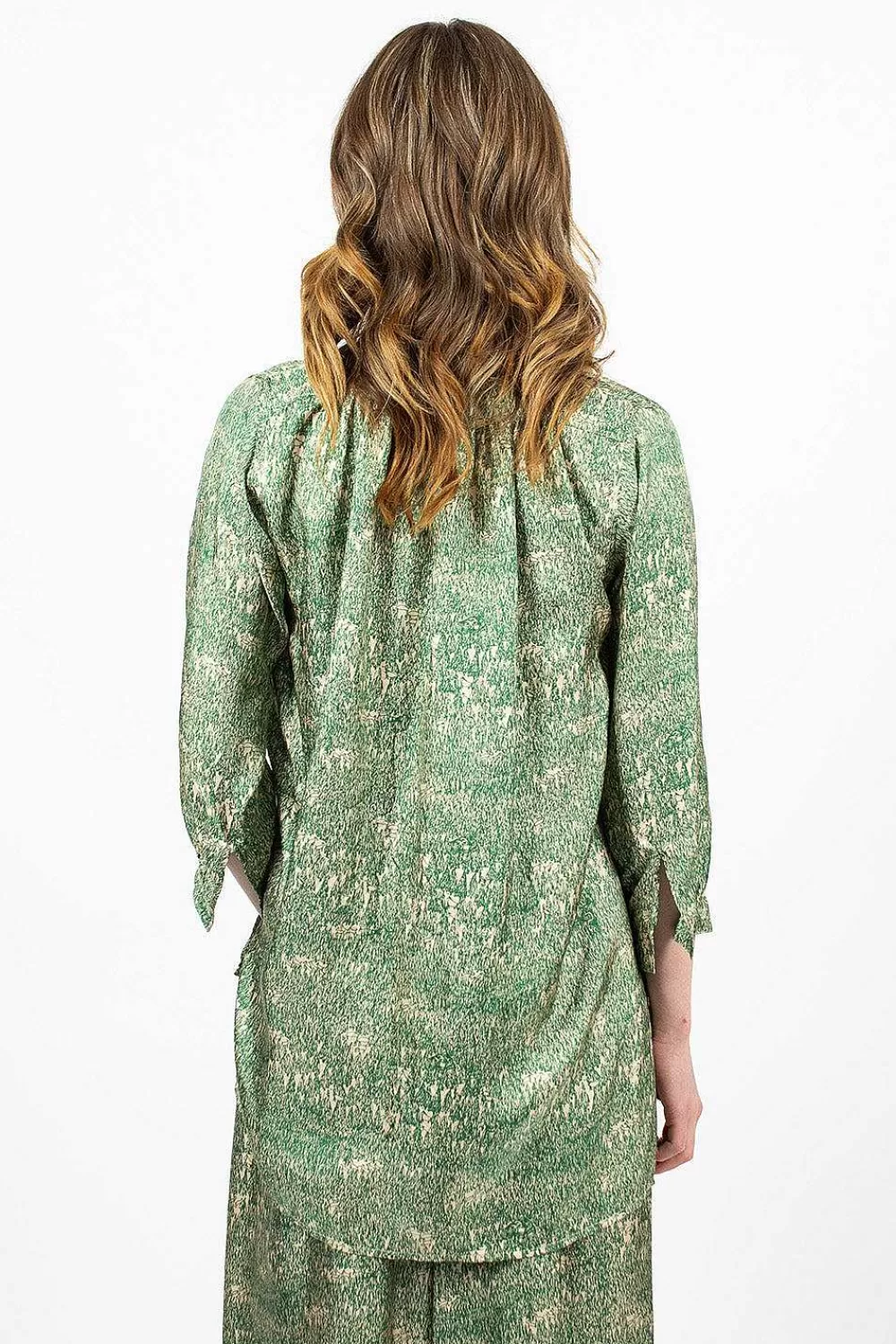 Daniela Gregis Kora Washed Silk Shirt Pine Drawing | Tops