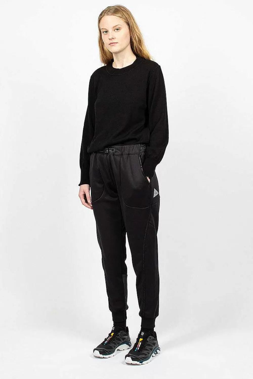 and wander Light Fleece Pant Black | Trousers