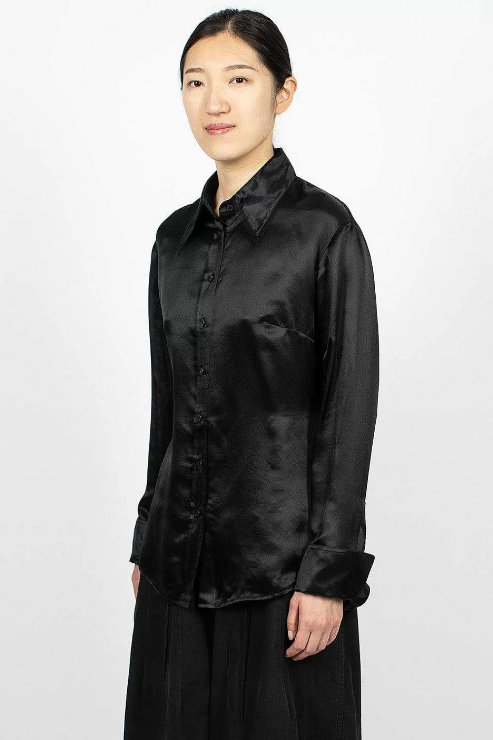 Acne Studios Mesh Collar Blouse Black | Shirts