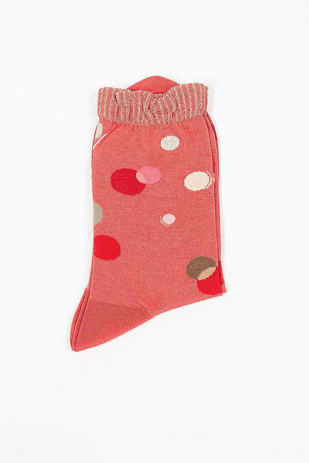 Antipast Metallic Thread Polka Ankle Sock Orange | Tights & Socks