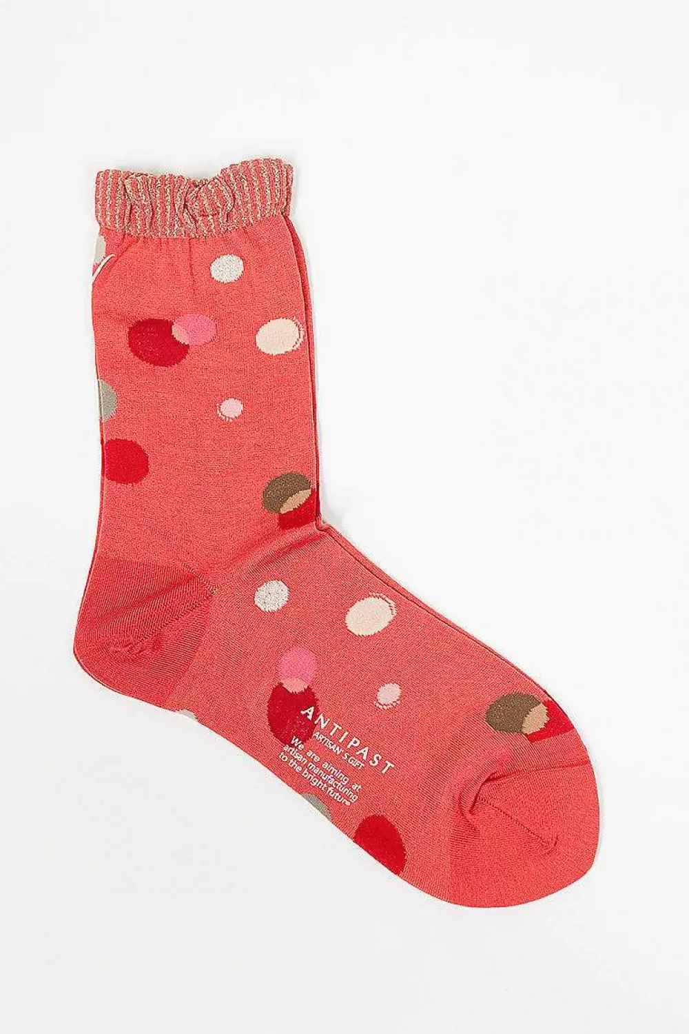 Antipast Metallic Thread Polka Ankle Sock Orange | Tights & Socks