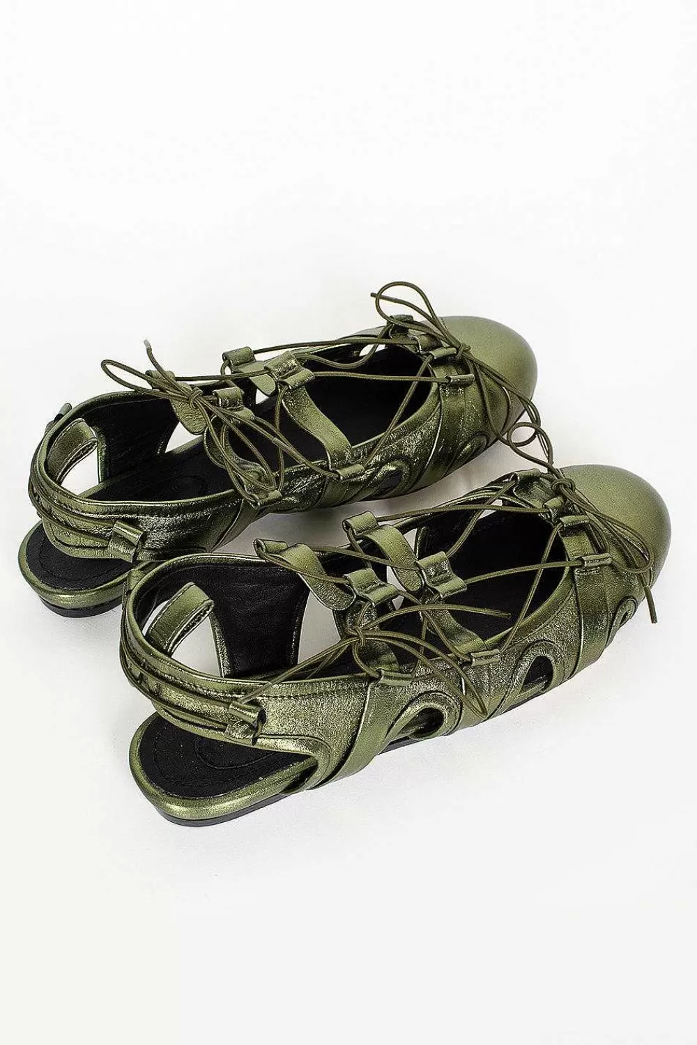 Simone Rocha Nappa Metallic Ballerina Khaki | Shoes