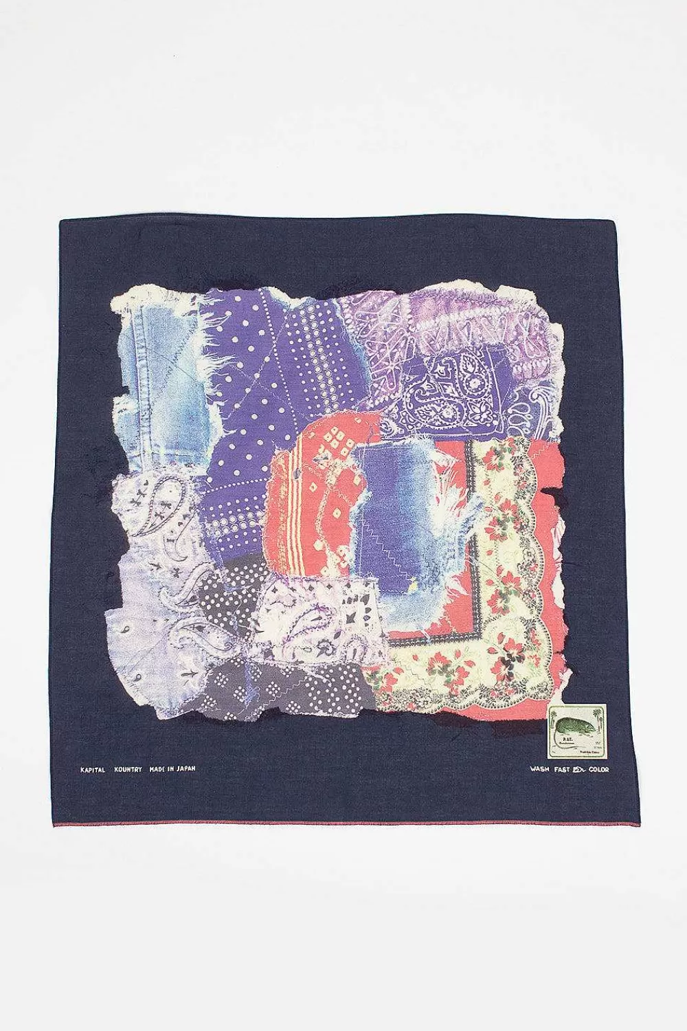 Kapital Patchwork Printed Bandana Navy | Bandanas