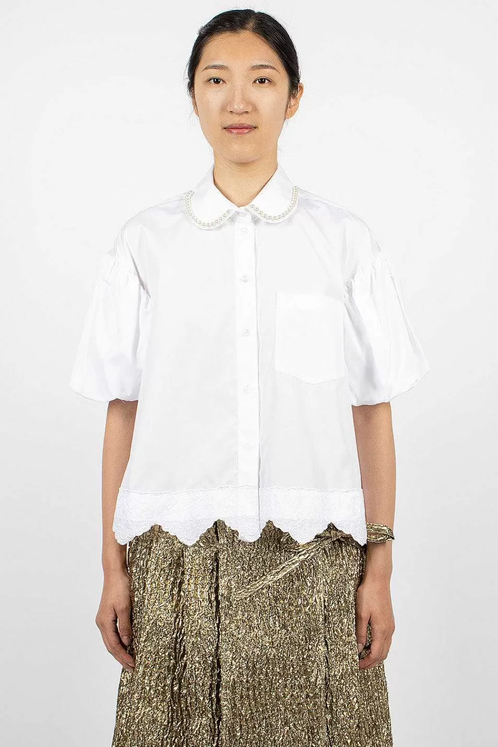 Simone Rocha Pearl Embellished Shirt White | Shirts