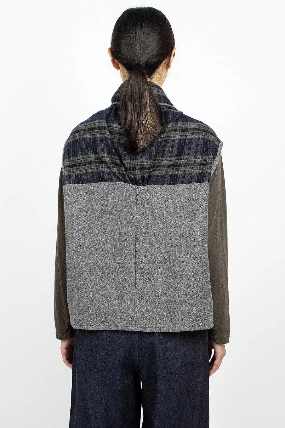 Vlas Blomme Plaid Cape Heather Grey | Tops