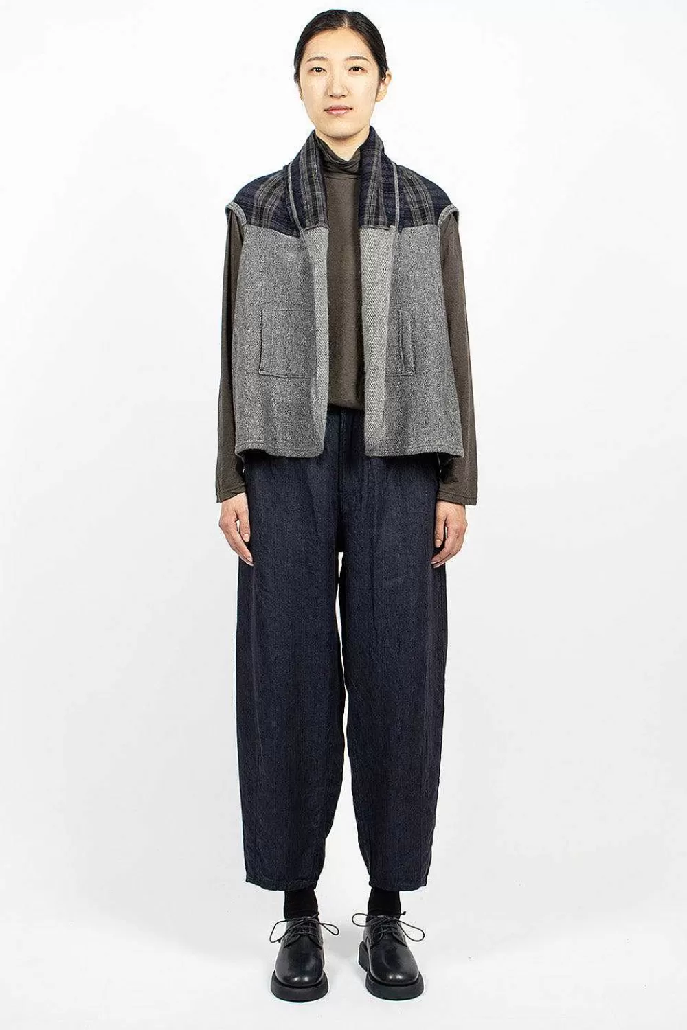 Vlas Blomme Plaid Cape Heather Grey | Knitwear