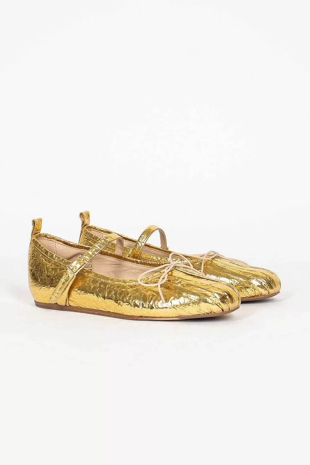 Simone Rocha Pleated Toe Ballerina Gold | Shoes