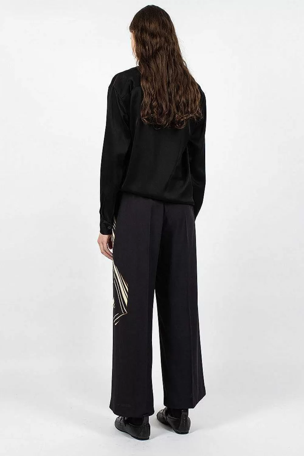 Dries Van Noten Printed Leg Pant Black | Trousers