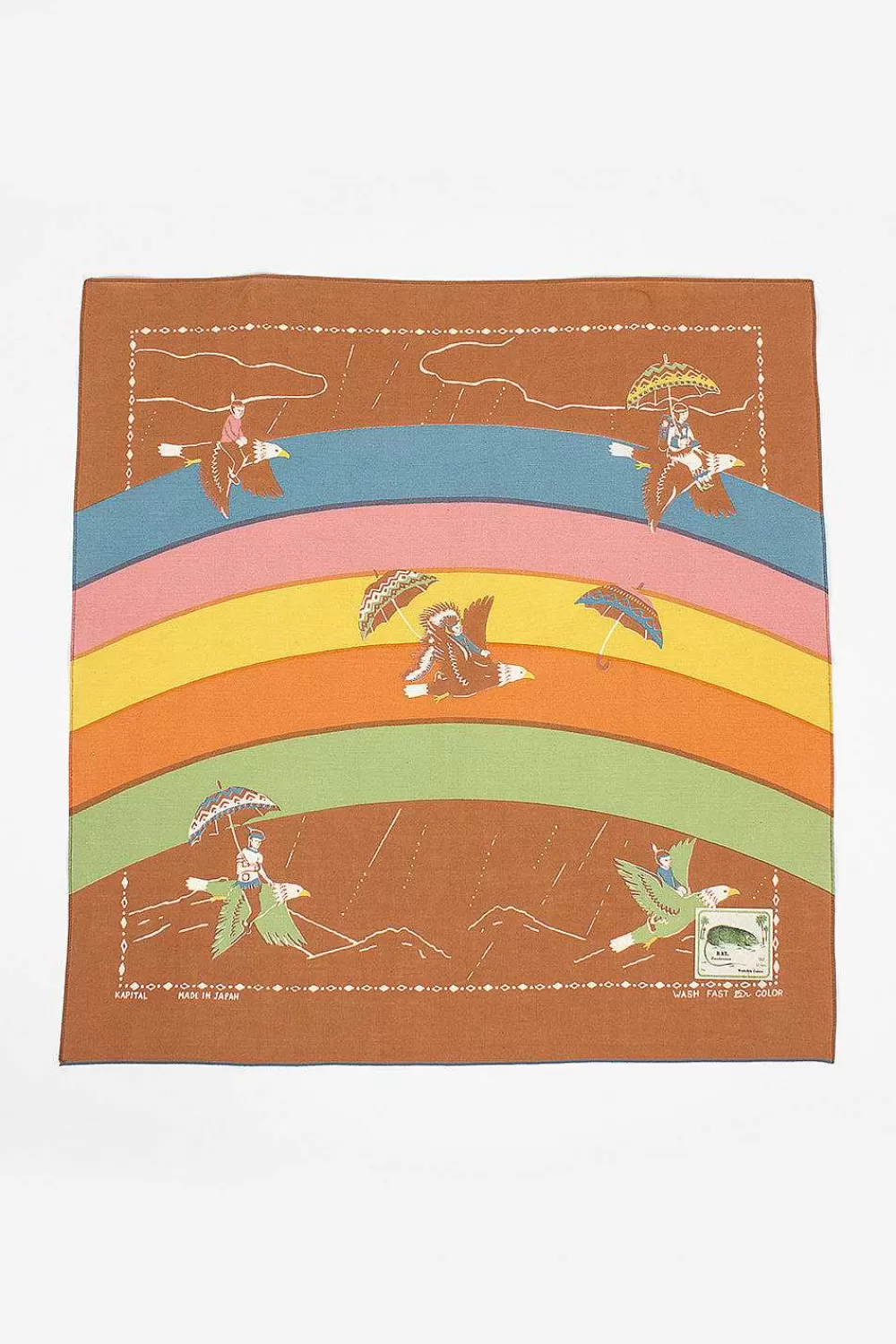 Kapital Rainbow And Birds Printed Bandana Gold | Bandanas