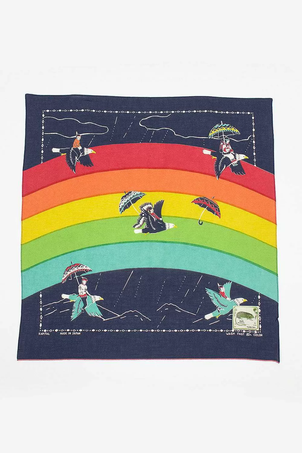 Kapital Rainbow And Birds Printed Bandana Navy | Bandanas