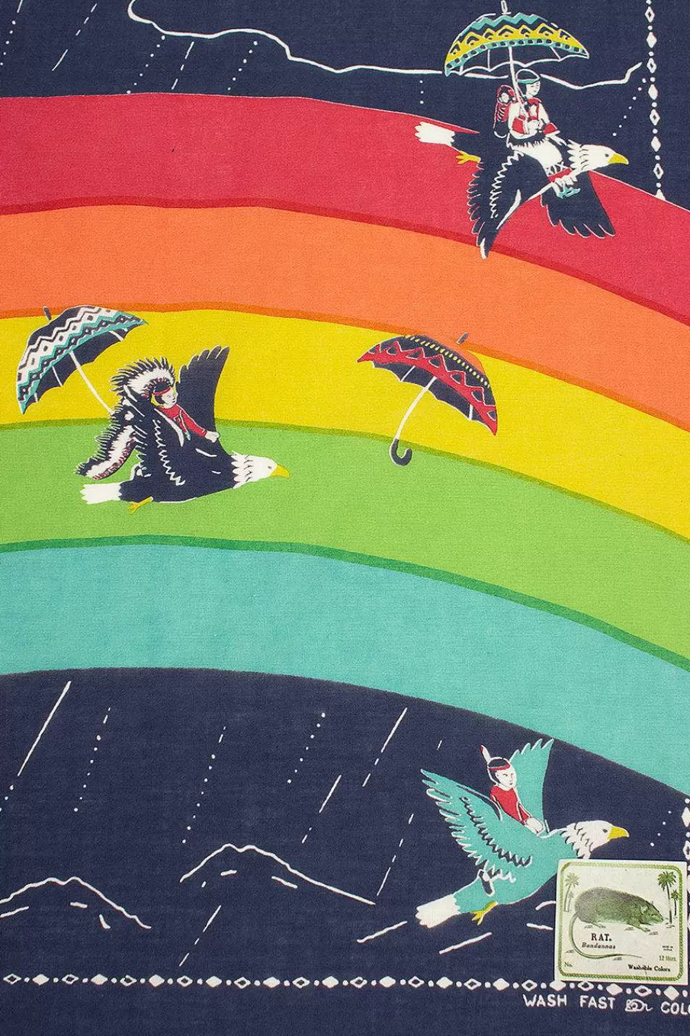 Kapital Rainbow And Birds Printed Bandana Navy | Bandanas