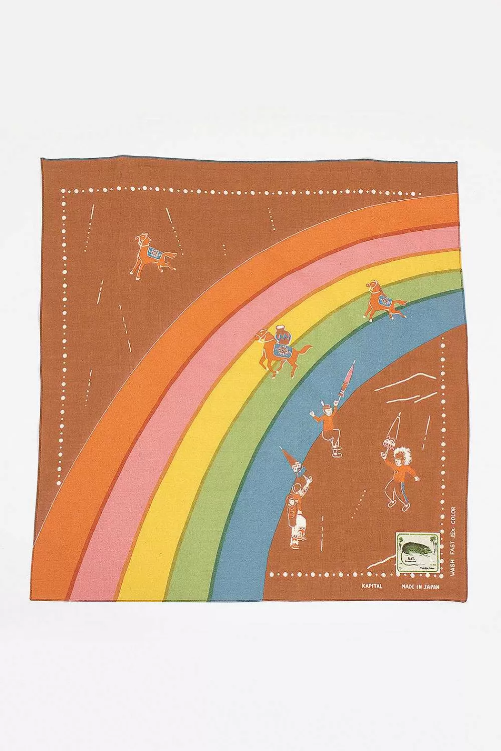 Kapital Rainbow And Horses Printed Bandana Gold | Bandanas