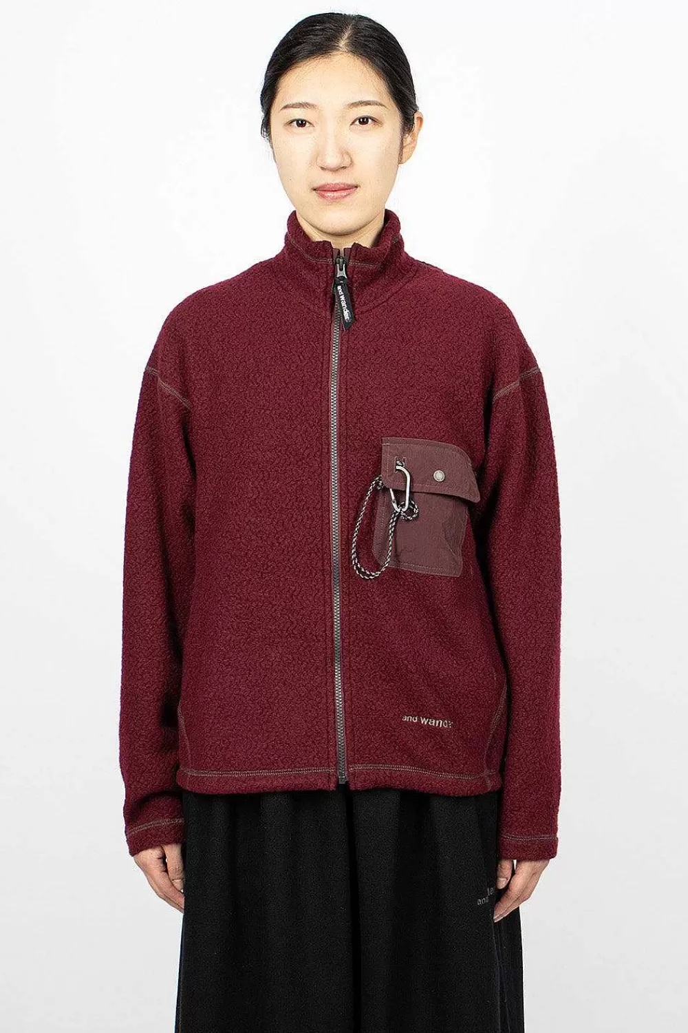 and wander Re Wool Jq Fleece Bordeaux | Outerwear