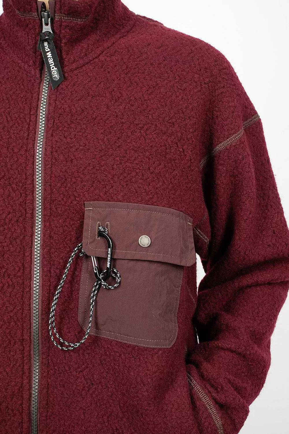 and wander Re Wool Jq Fleece Bordeaux | Outerwear