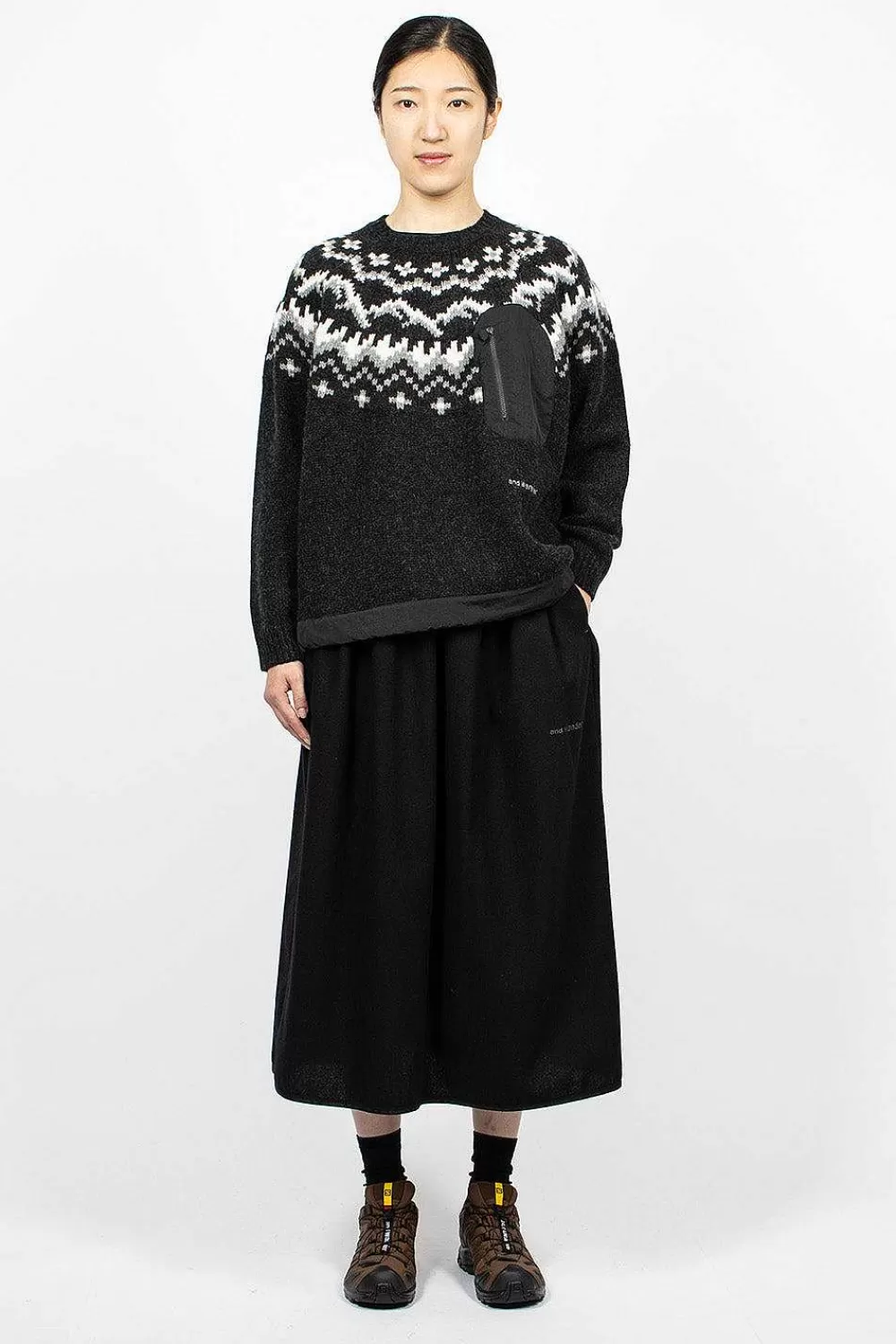 and wander Re Wool Tweed Skirt Black | Skirts