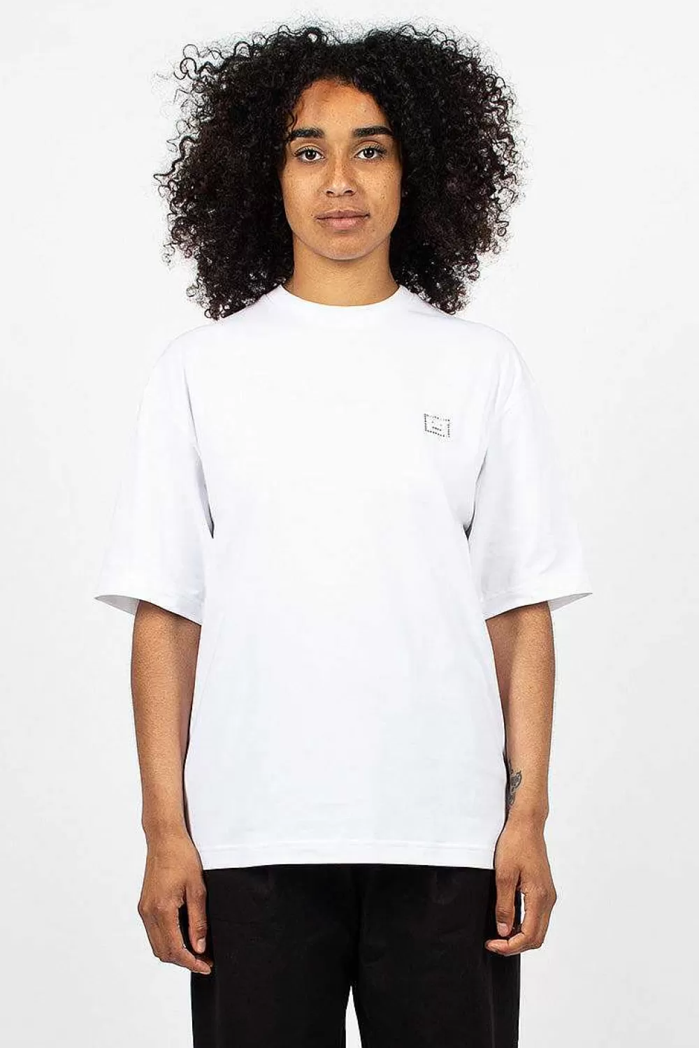 Acne Studios Rhinestone Face Tee Optic White | Tops