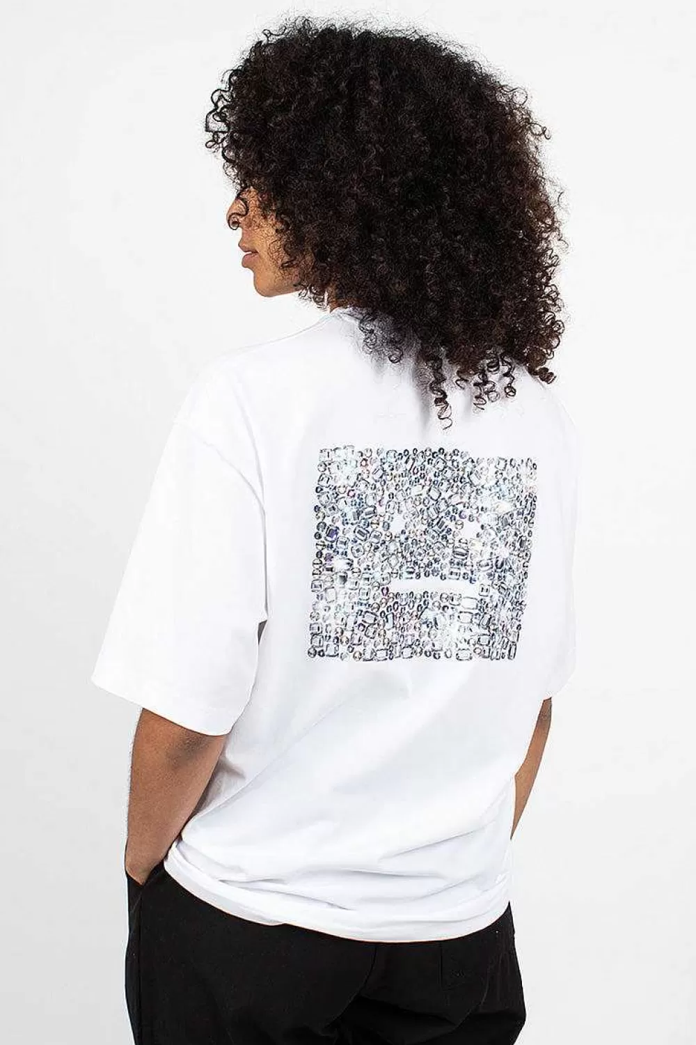 Acne Studios Rhinestone Face Tee Optic White | Tops