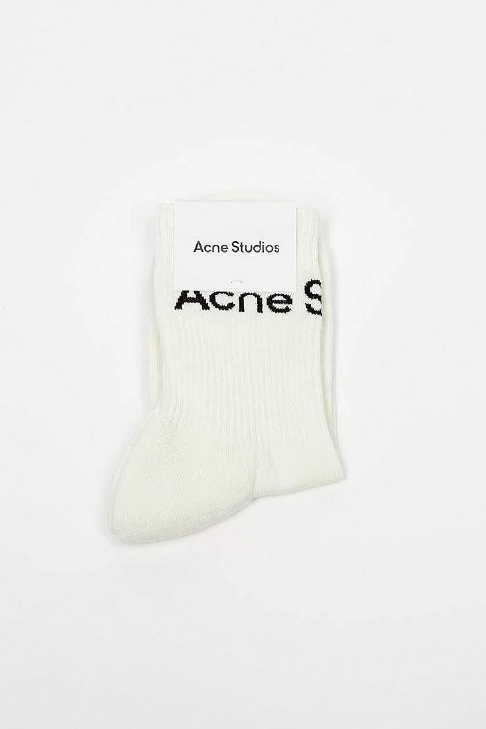 Acne Studios Ribbed Logo Socks White | Tights & Socks