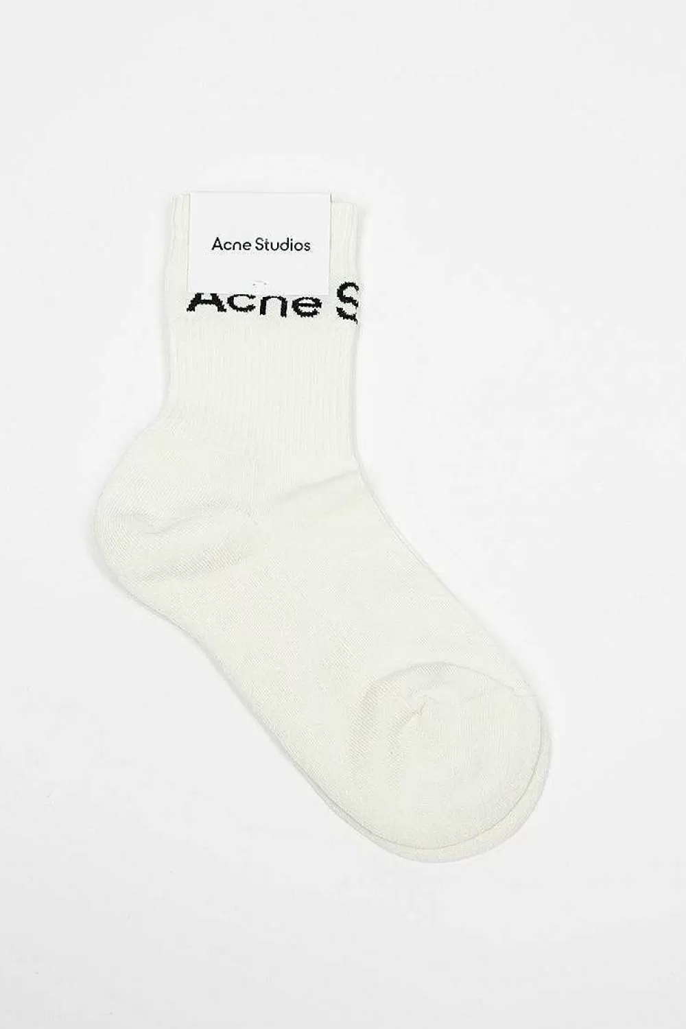 Acne Studios Ribbed Logo Socks White | Tights & Socks