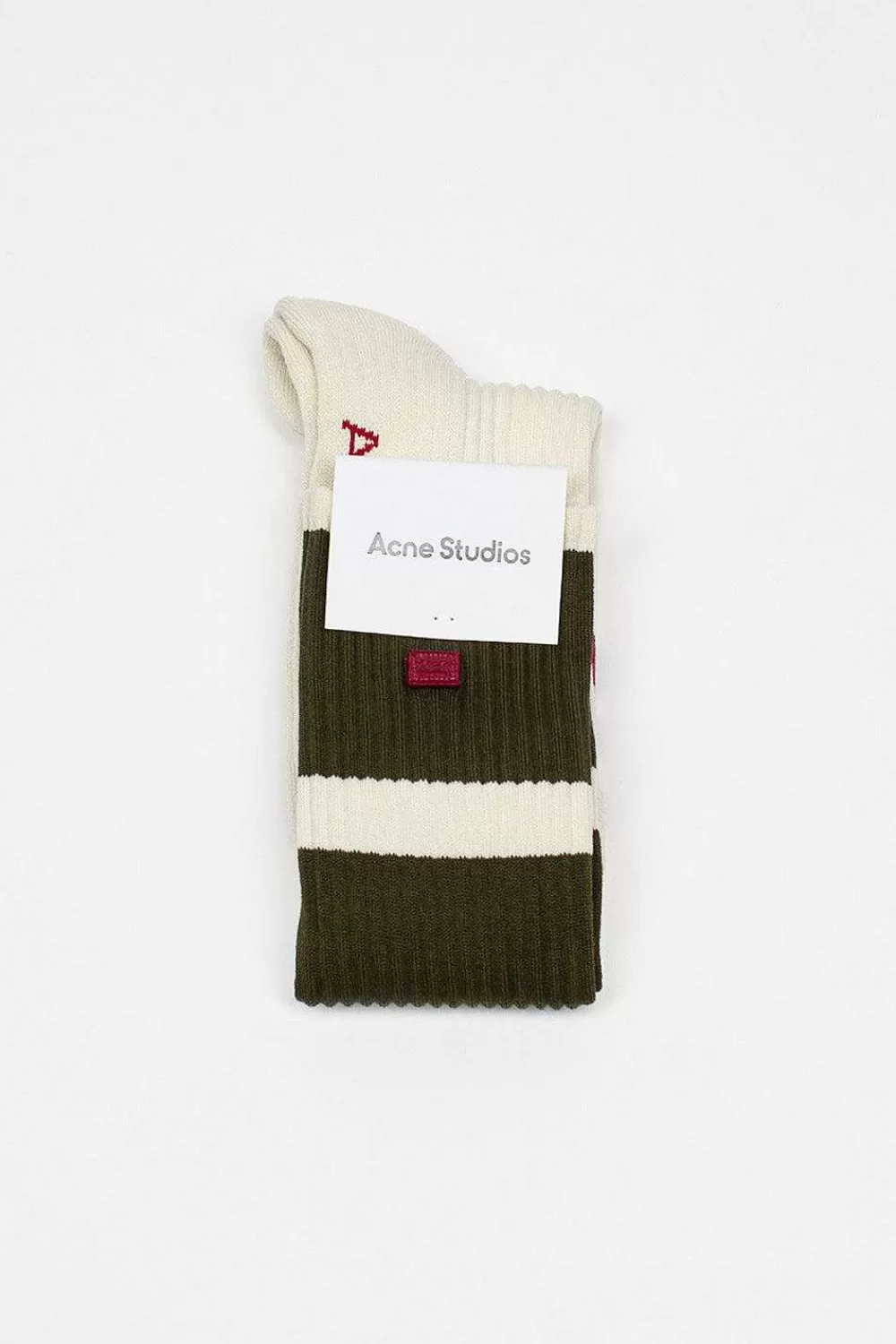 Acne Studios Ribbed Stripe Socks Dark Khaki | Tights & Socks