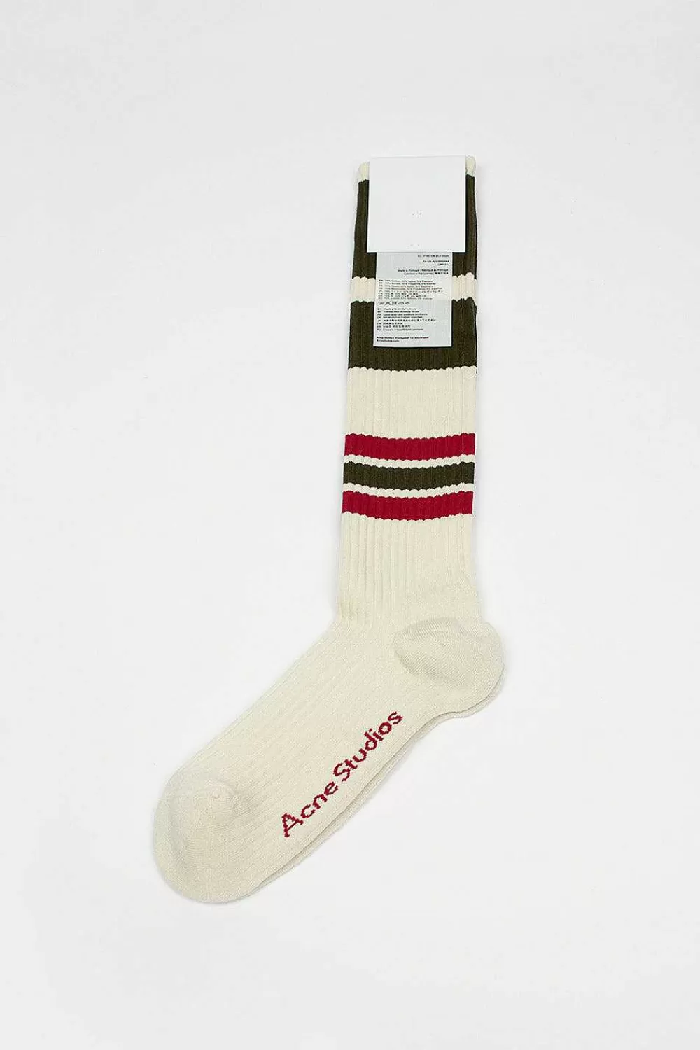 Acne Studios Ribbed Stripe Socks Dark Khaki | Tights & Socks