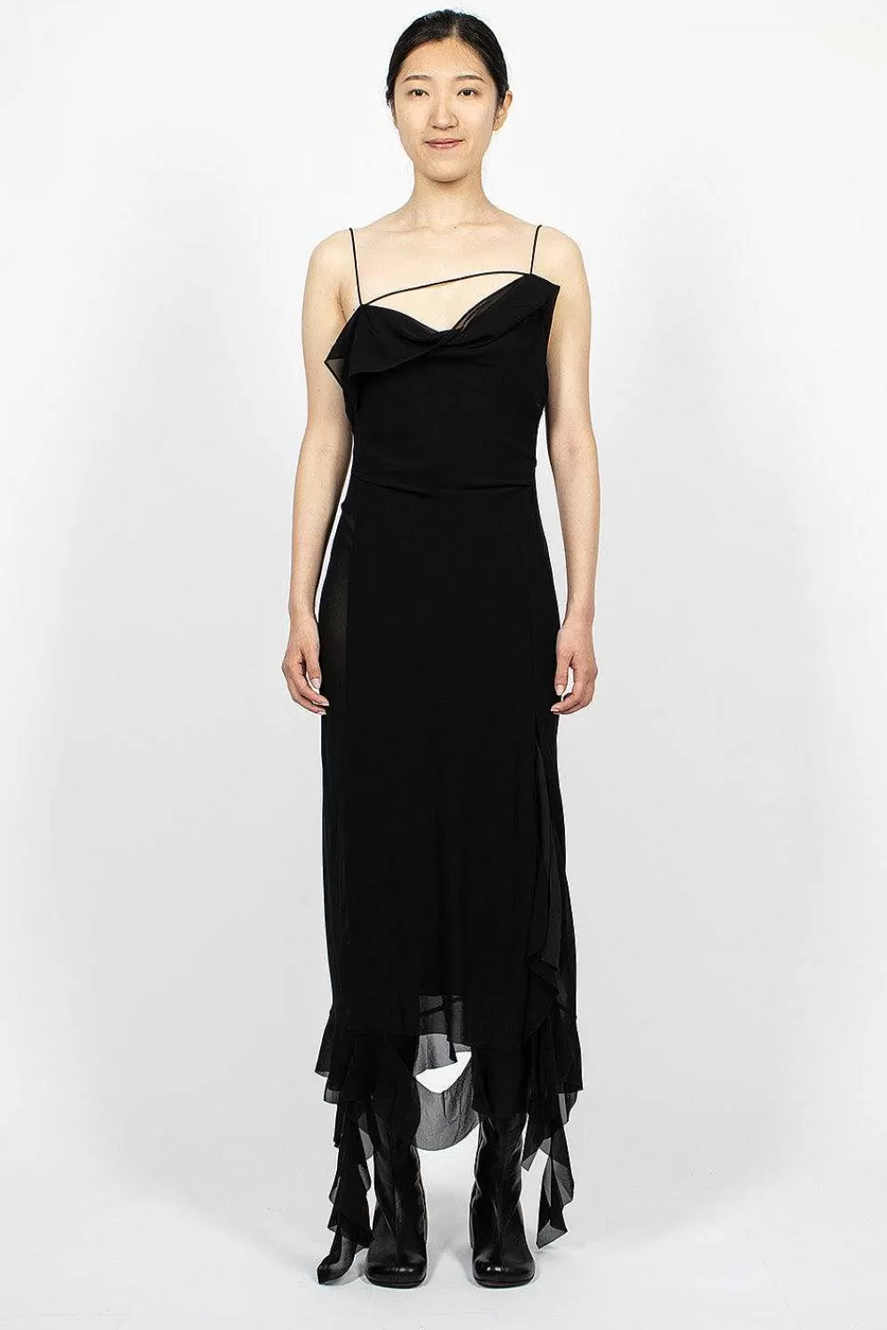 Acne Studios Ruffle Strap Dress Black | Dresses