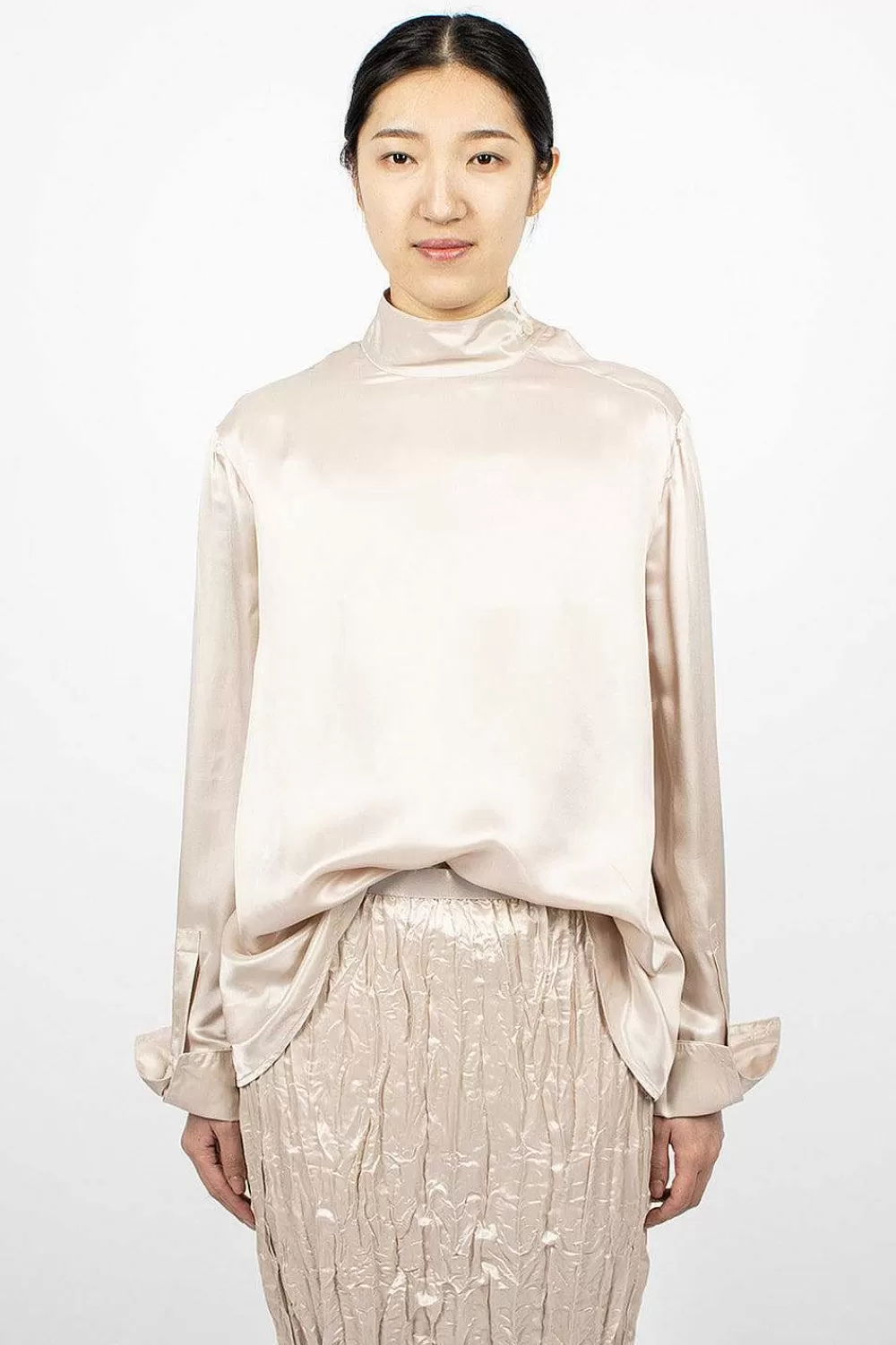 Acne Studios Satin Blouse Pebble Beige | Tops