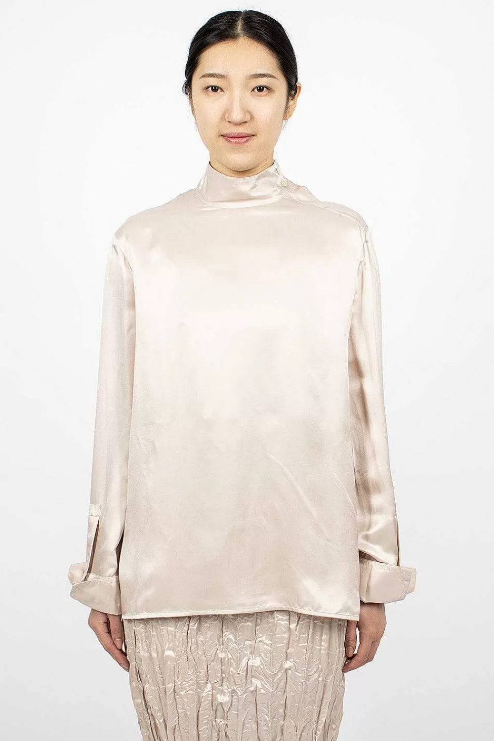 Acne Studios Satin Blouse Pebble Beige | Shirts