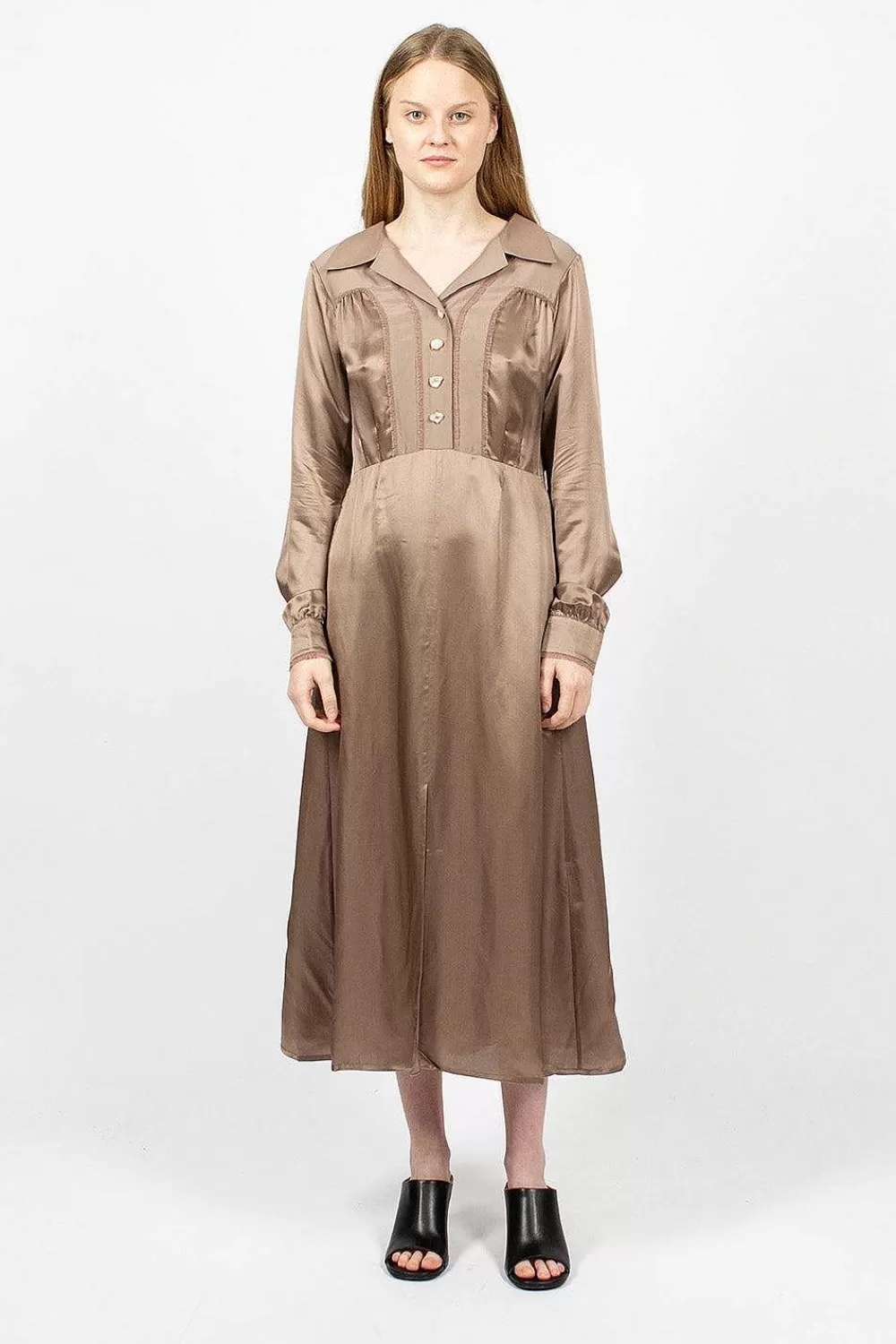 Acne Studios Satin Dress Mink Brown | Dresses