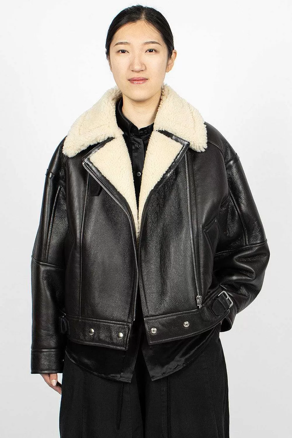 Acne Studios Shearling Jacket Dark Brown | Outerwear