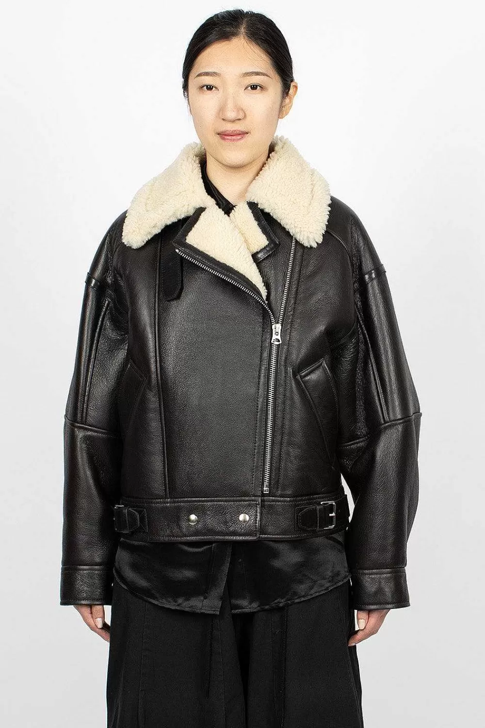 Acne Studios Shearling Jacket Dark Brown | Outerwear