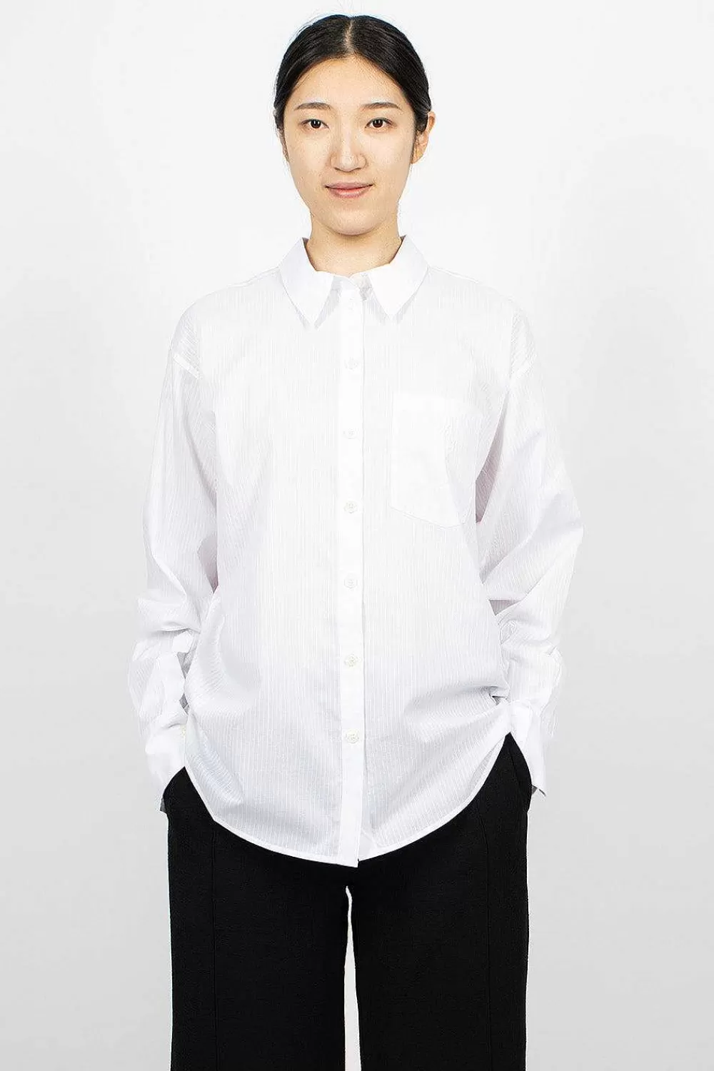 Acne Studios Striped Button-Up Shirt White | Shirts