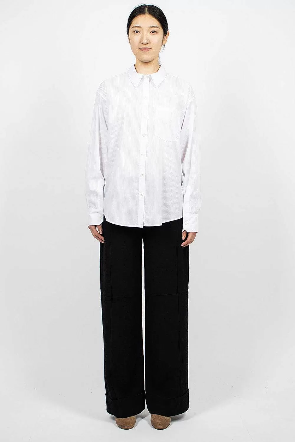 Acne Studios Striped Button-Up Shirt White | Shirts