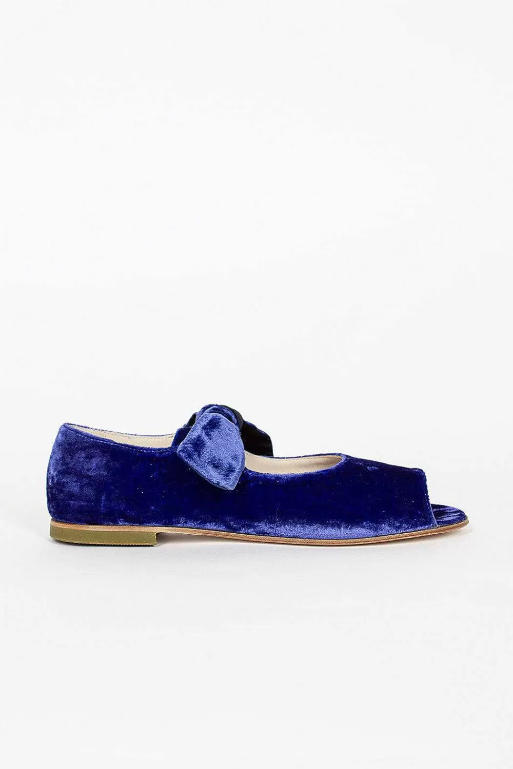 Daniela Gregis Velvet Ballerina Shoe Blue | Shoes