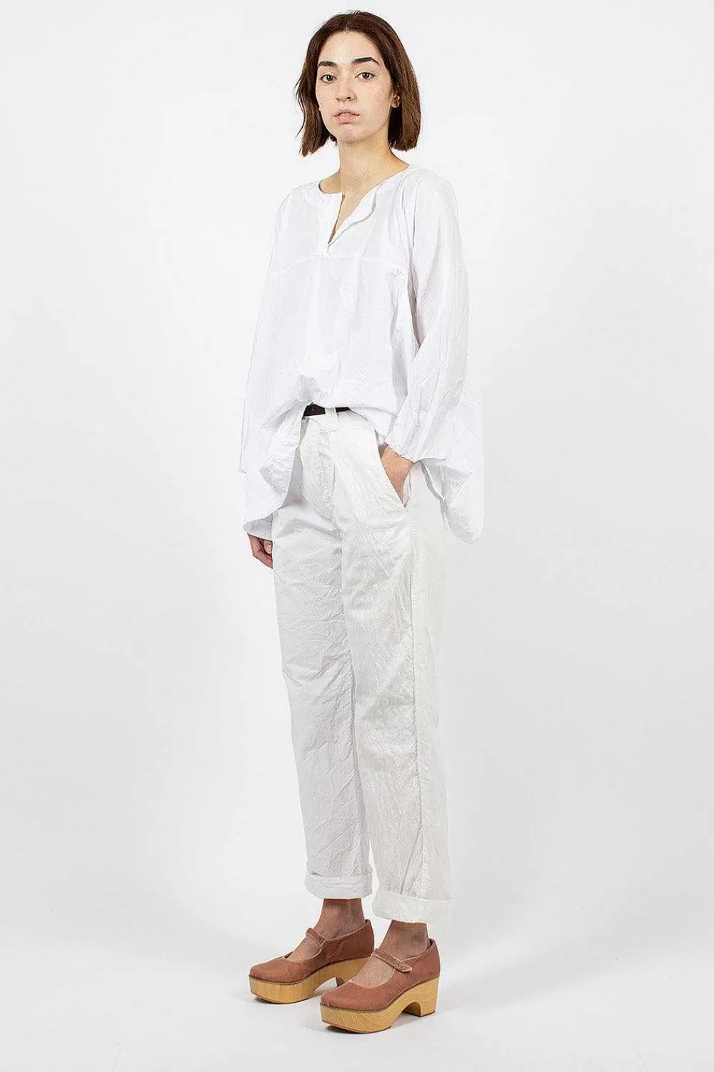 Daniela Gregis Washed Cotton Straight Leg Pant White | Trousers