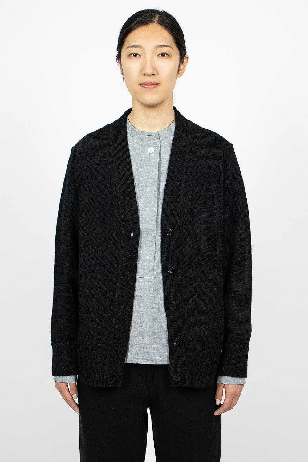 Margaret Howell Welt Pocket Cardigan Black | Knitwear